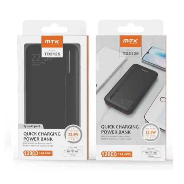 Power Bank 12,000mAh Fast Charging 22.5W