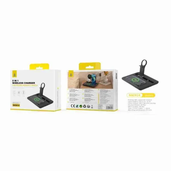 5-in-1 Wireless Charger for Phone + Smart Watch + Earbuds