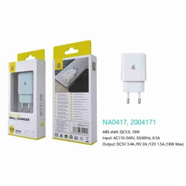 Charger Adapter 1 USB 18W 3.4A