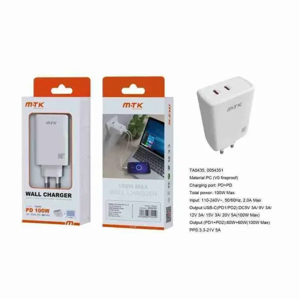 100W 2 USB-C Adapter Charger