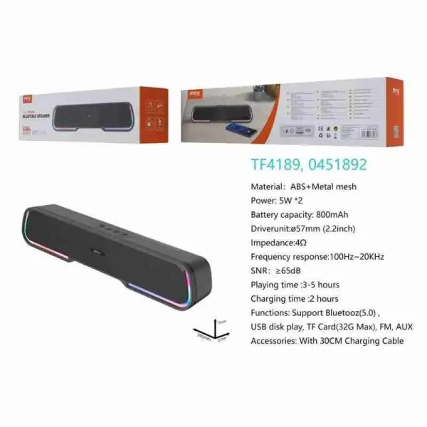 Bluetooth Soundbar with RGB LED Light