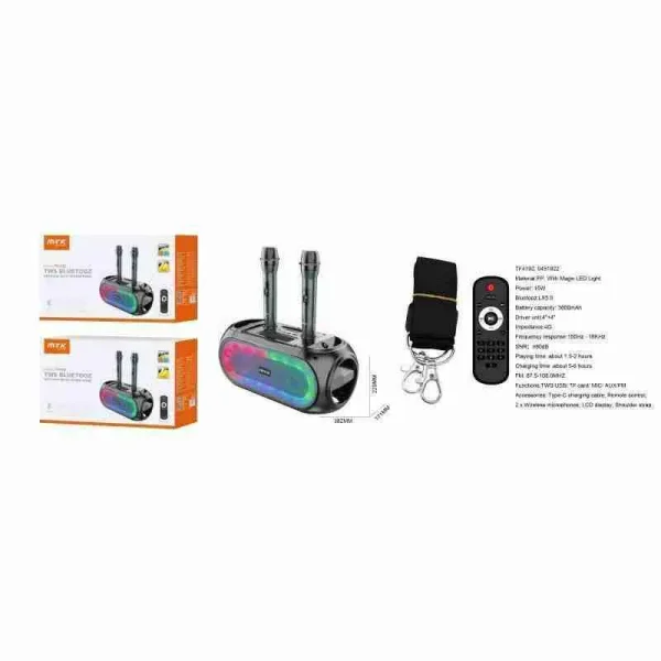 Bluetooth Speaker with 2 LED Microphones 15W