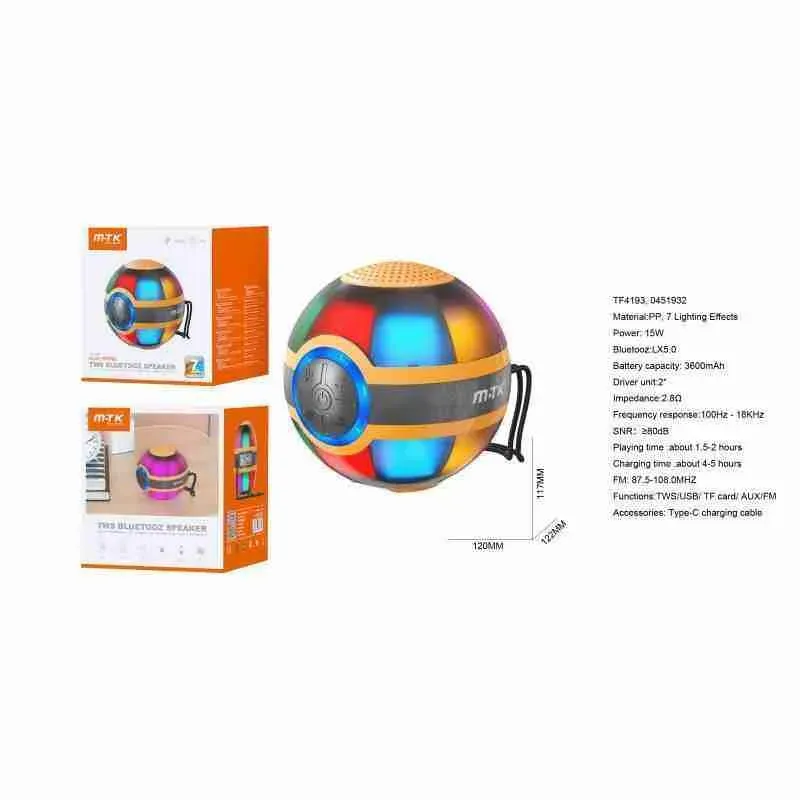 TF4193 Bluetooth Speaker with LED 7 Effect Lights - Image 1