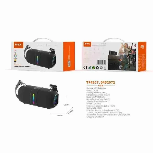 Bluetooth V5.3 Speaker with Spectrum Light 3600 mAh Battery